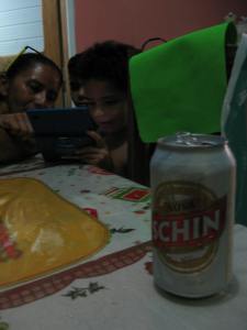 Maria Julia and the kids explore Nintendo while I drink a beer